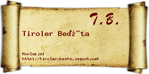 Tiroler Beáta névjegykártya